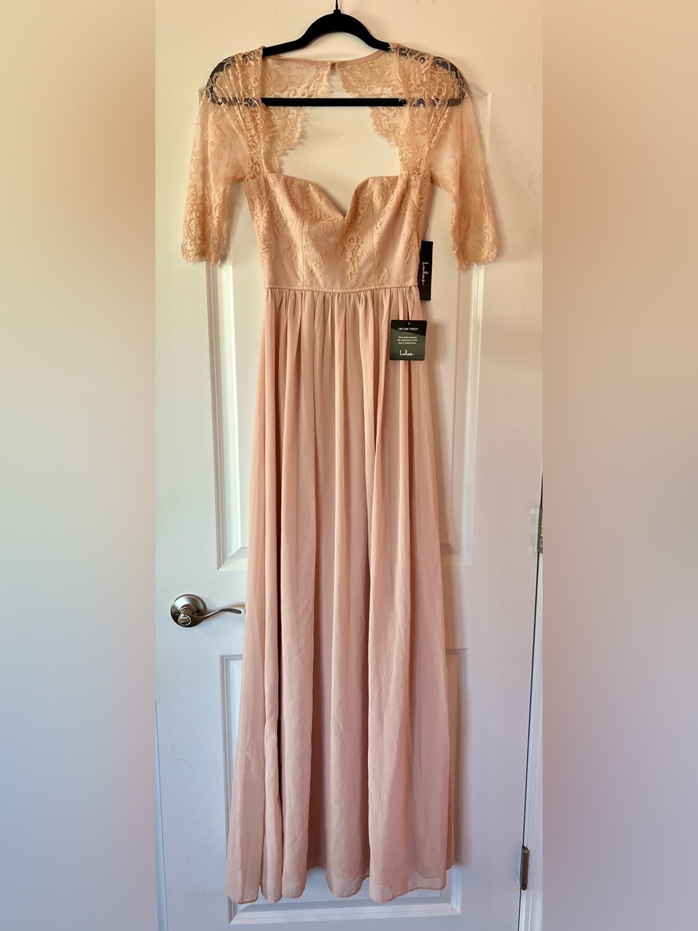 Lulu's Blush Pink Lace Bodice Maxi Dress